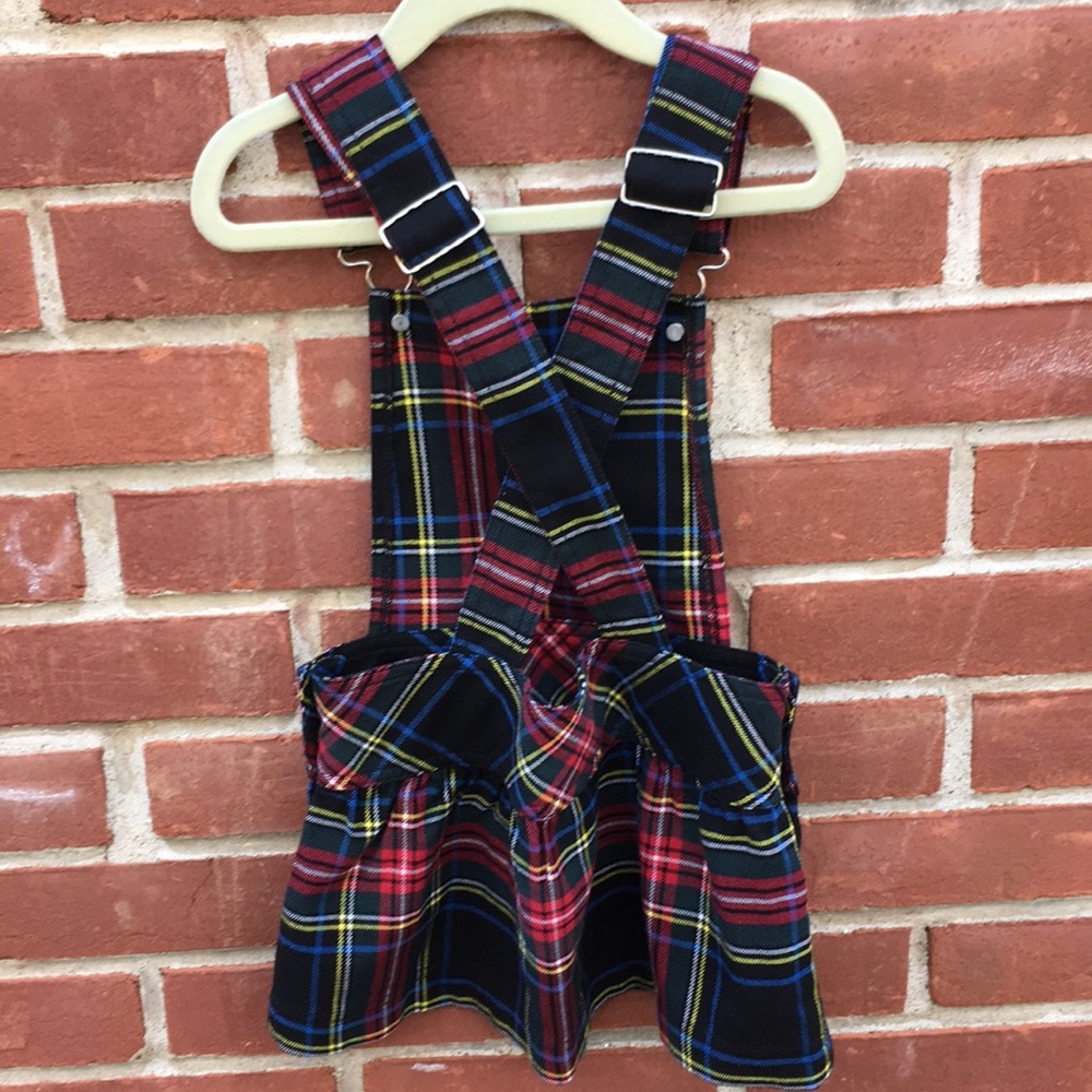 Plaid Harajuku Mini overall dress 4t